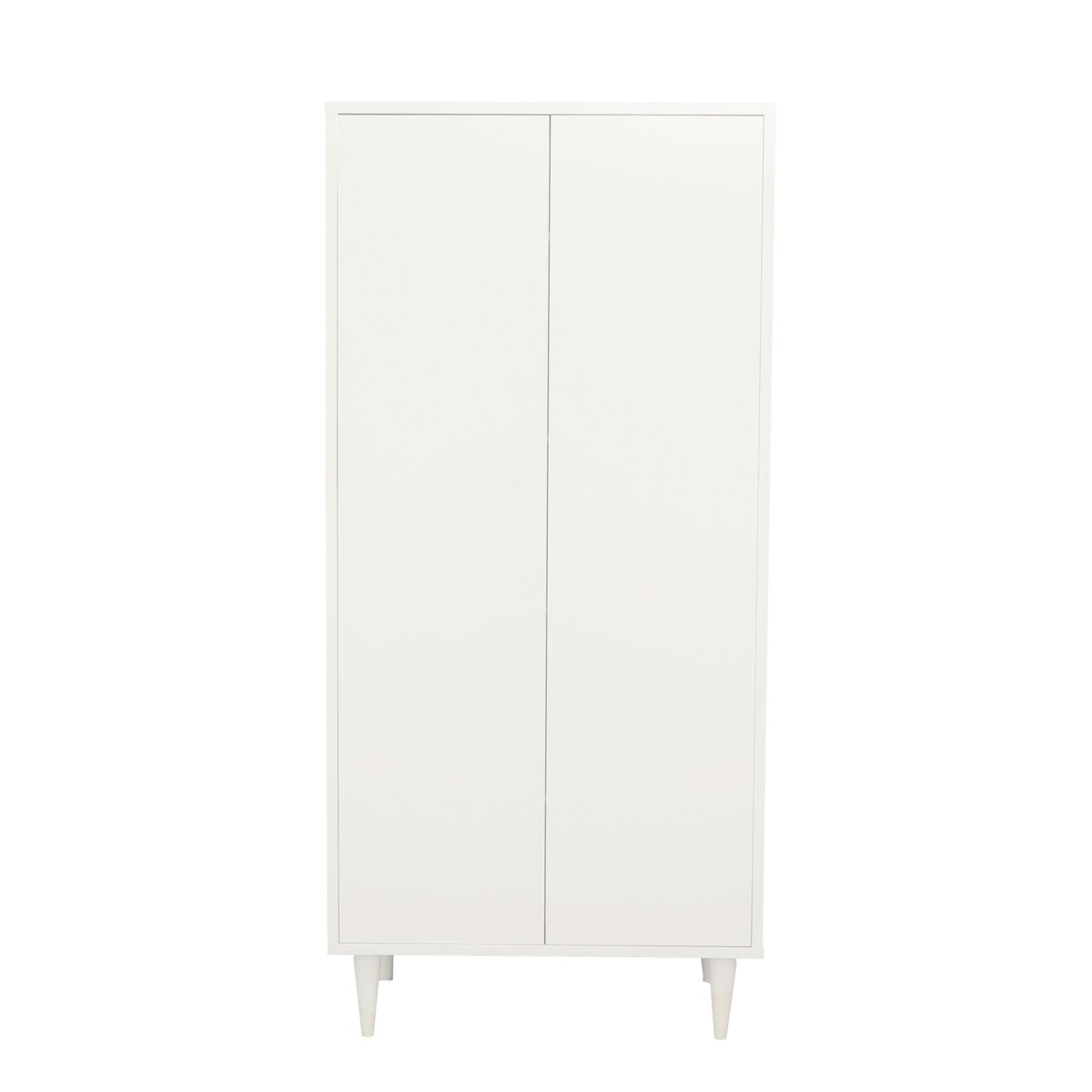Armoire 2 portes avec étagères et penderie - ouverture push blanc, SAUTHON