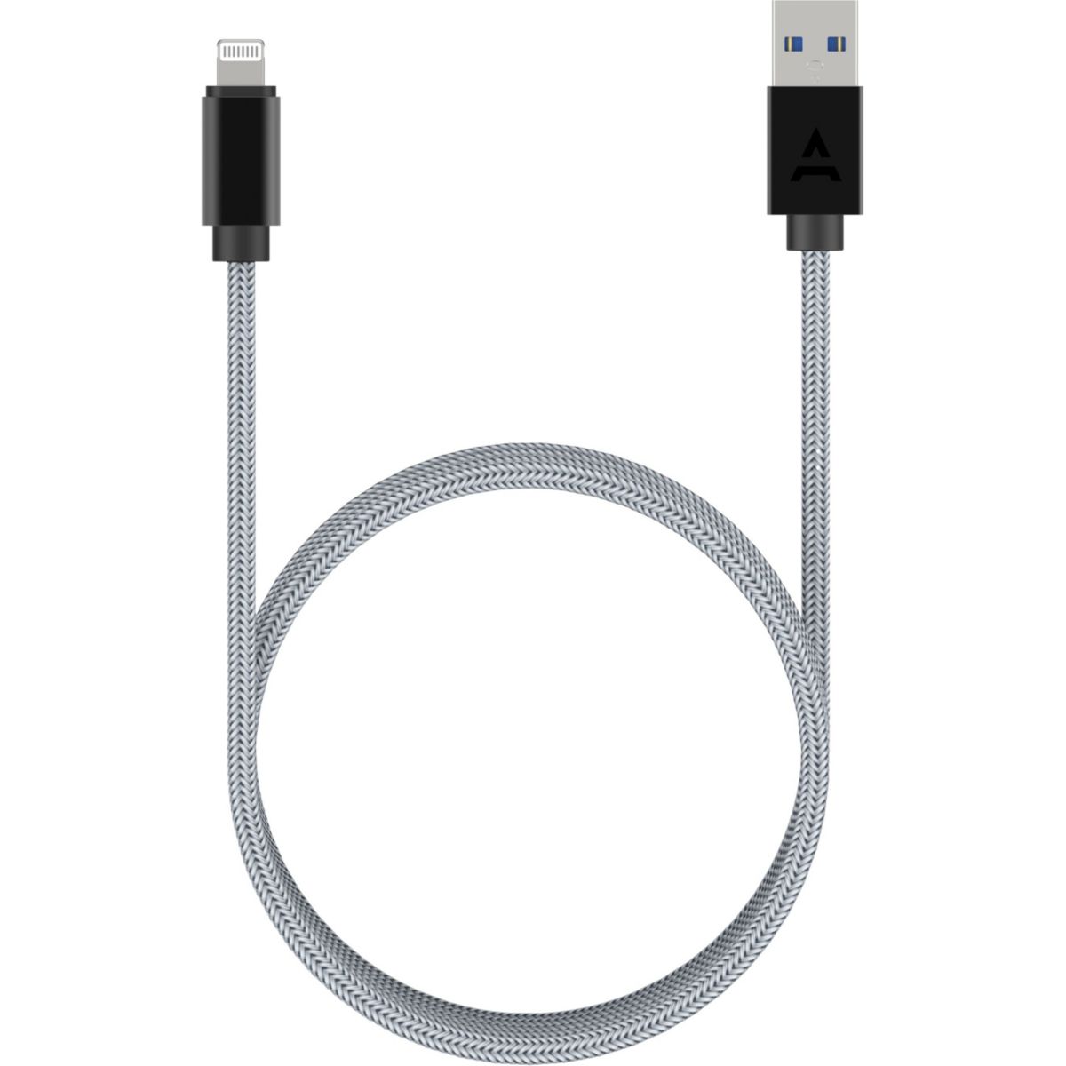 Câble Lightning vers USB 2M certifié Apple Gris couleur unique, ADEQWAT