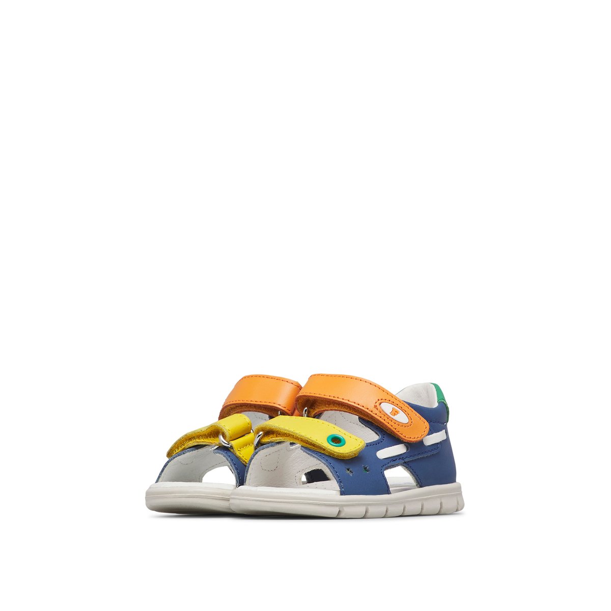Sandales en cuir PLIRO marine-jaune, FALCOTTO