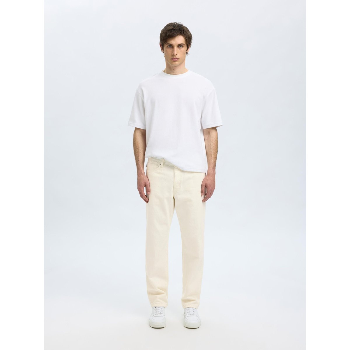 Jean Droit white denim, SELECTED