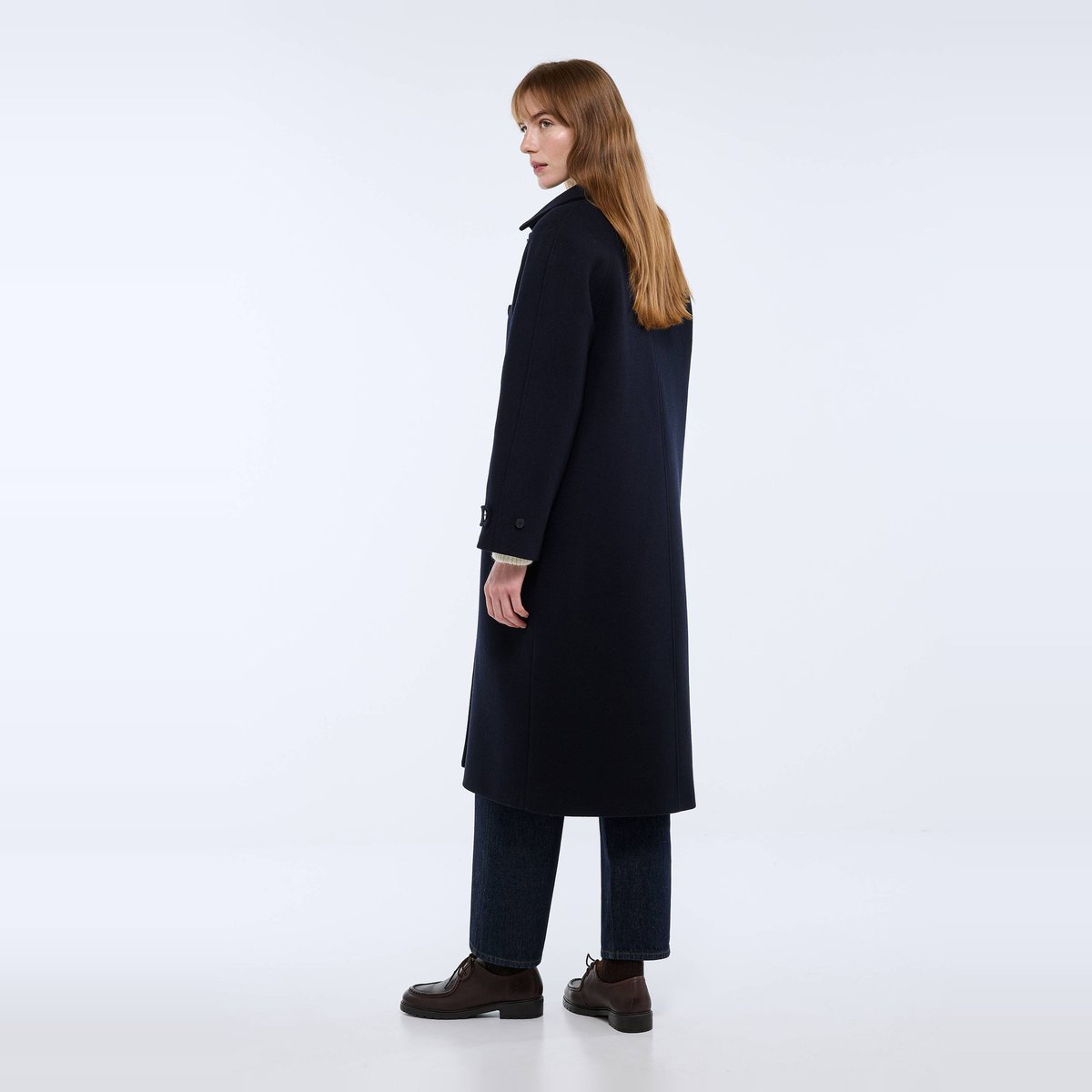Manteau long uni contenant de la laine marine, MONOPRIX