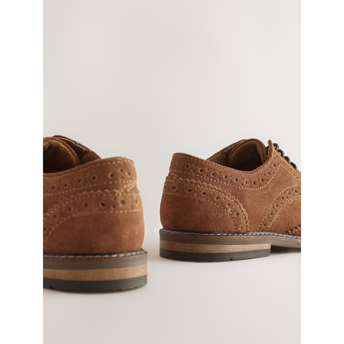 Chaussures richelieu en cuir à lacets tan brown suede, NEXT