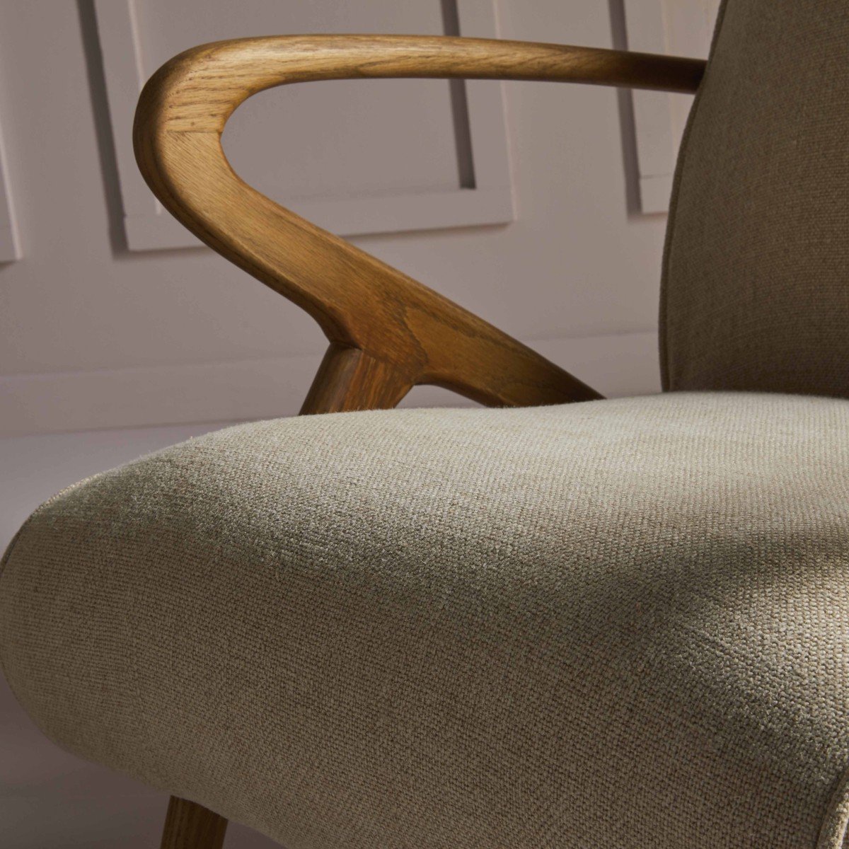Fauteuil de salon en chêne et assise en lin - Jean beige, CALICOSY