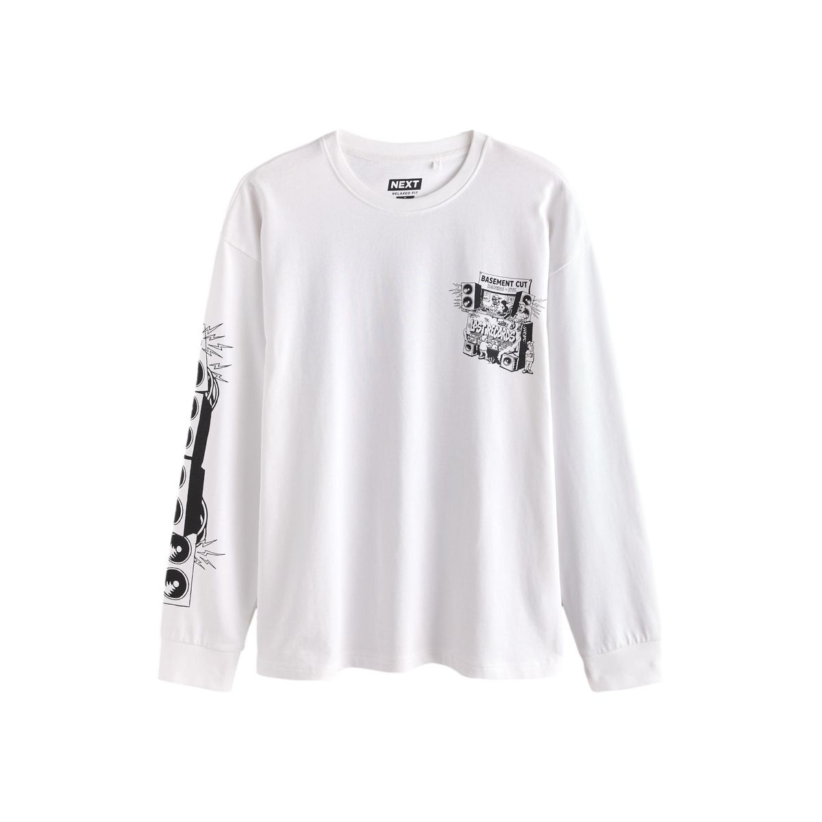 T-shirt à manches longues et imprimé disques blancs, NEXT