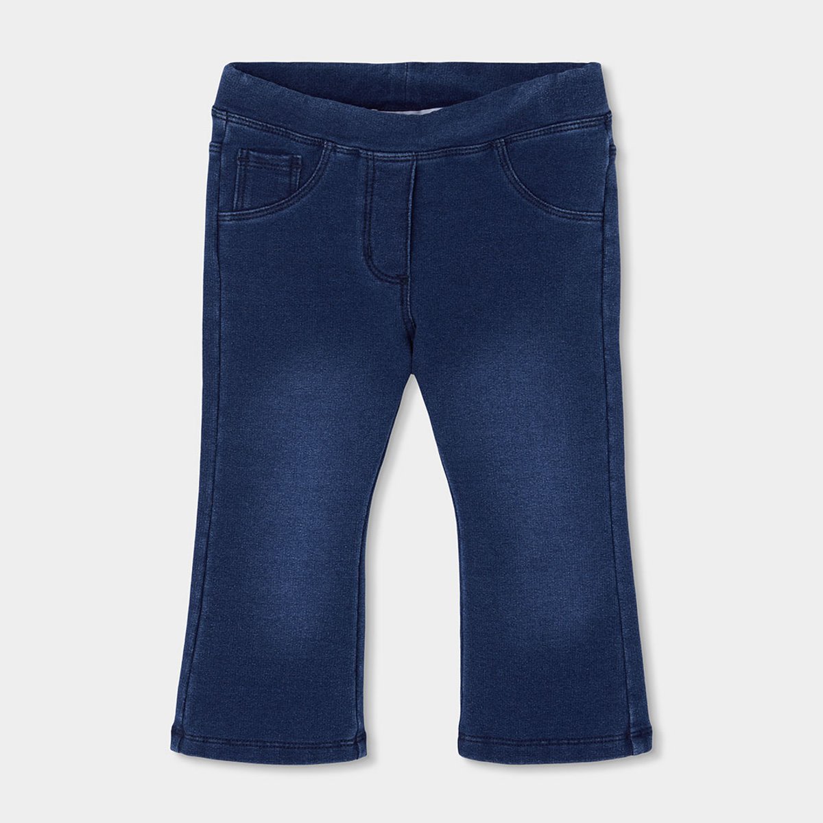 Pantalon molleton denim fille évasé bleu, BOBOLI