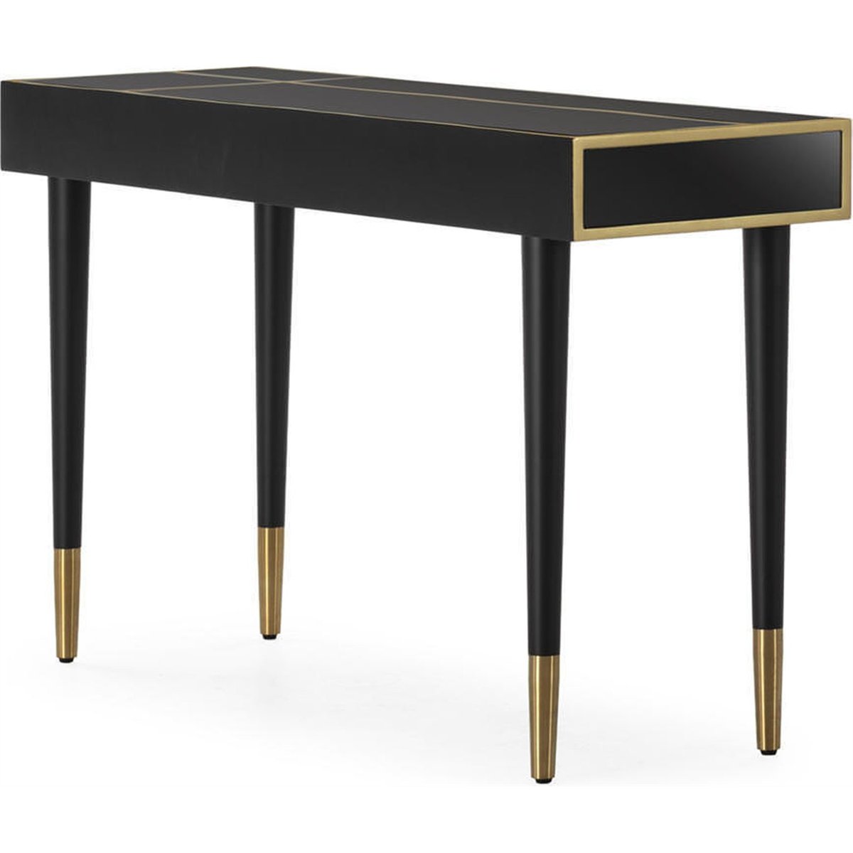 Console esprit glamour avec miroir noir et doré, RECOLLECTION
