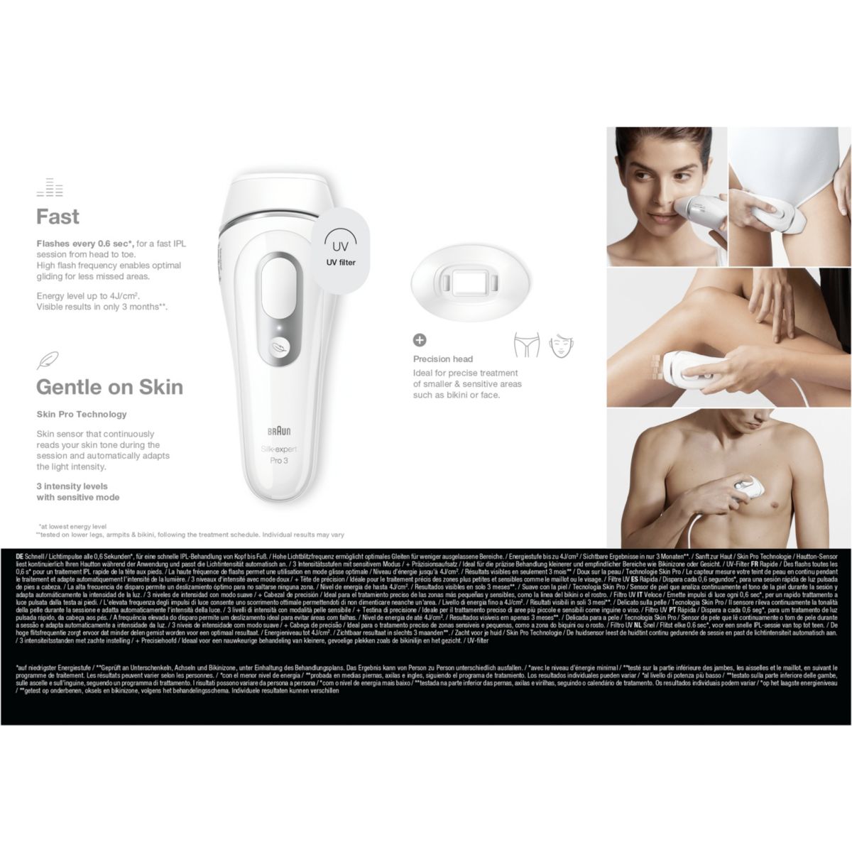 Epilateur lumière pulsée IPL PL3122 Silk-expert pro 3, 2 têtes, 1 rasoir Gillette Venus, pochette blanc, BRAUN