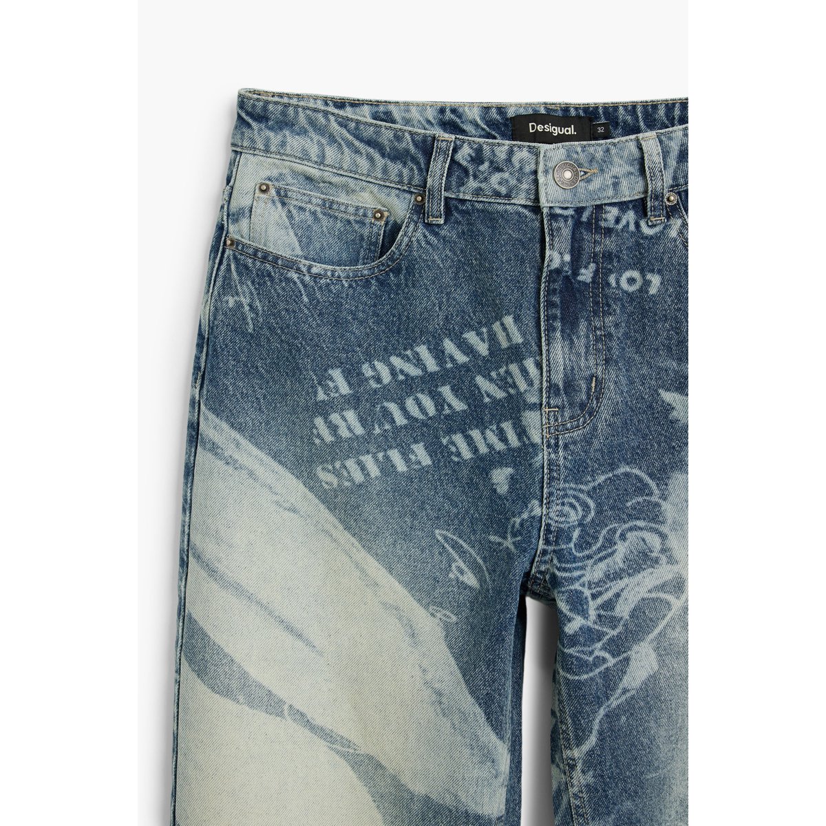 pantalon jean long uni bleu, DESIGUAL