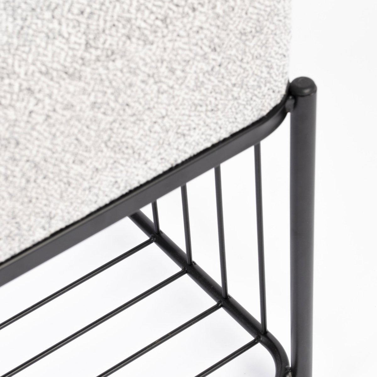 Tabouret rectangulaire en tissu et métal- MILOU gris chiné, DRAWER