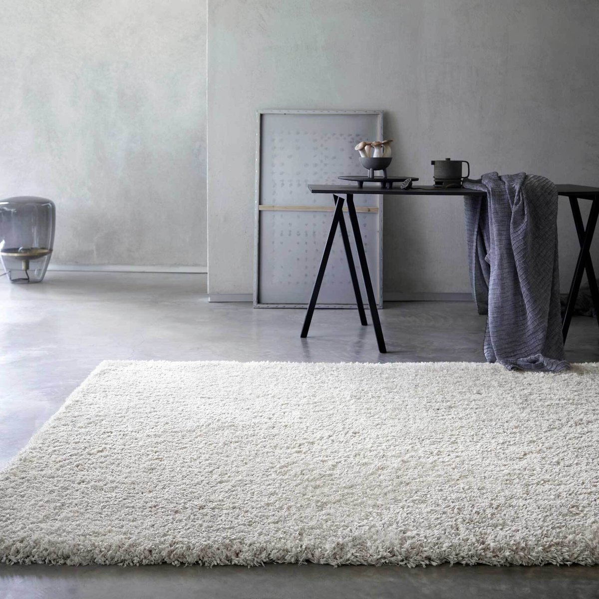 Tapis shaggy, aspect laineux , SMILLA blanc creme, WECON HOME