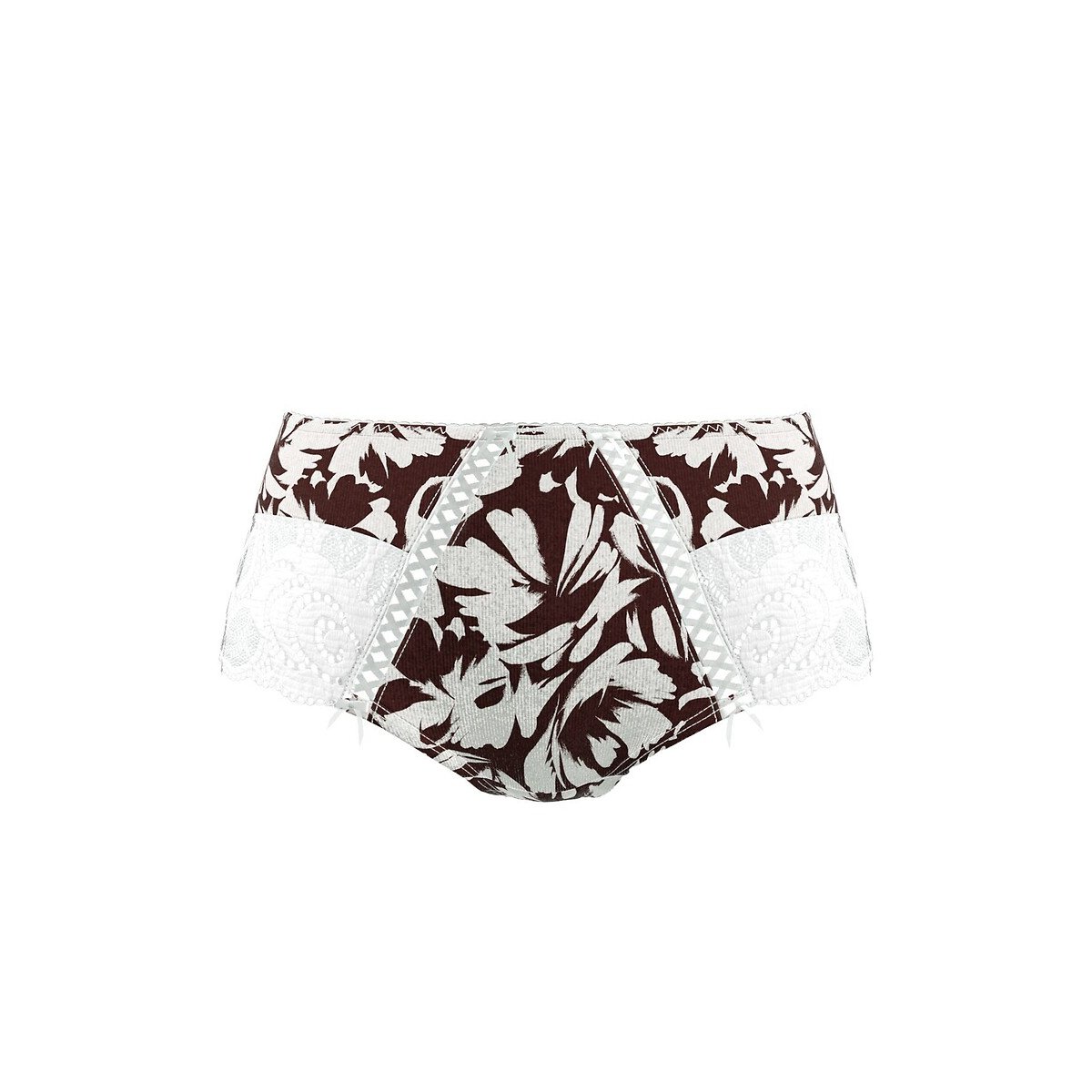 Shorty microfibre imprimée AMELIE PRINT marron imprimé floral, SANS COMPLEXE