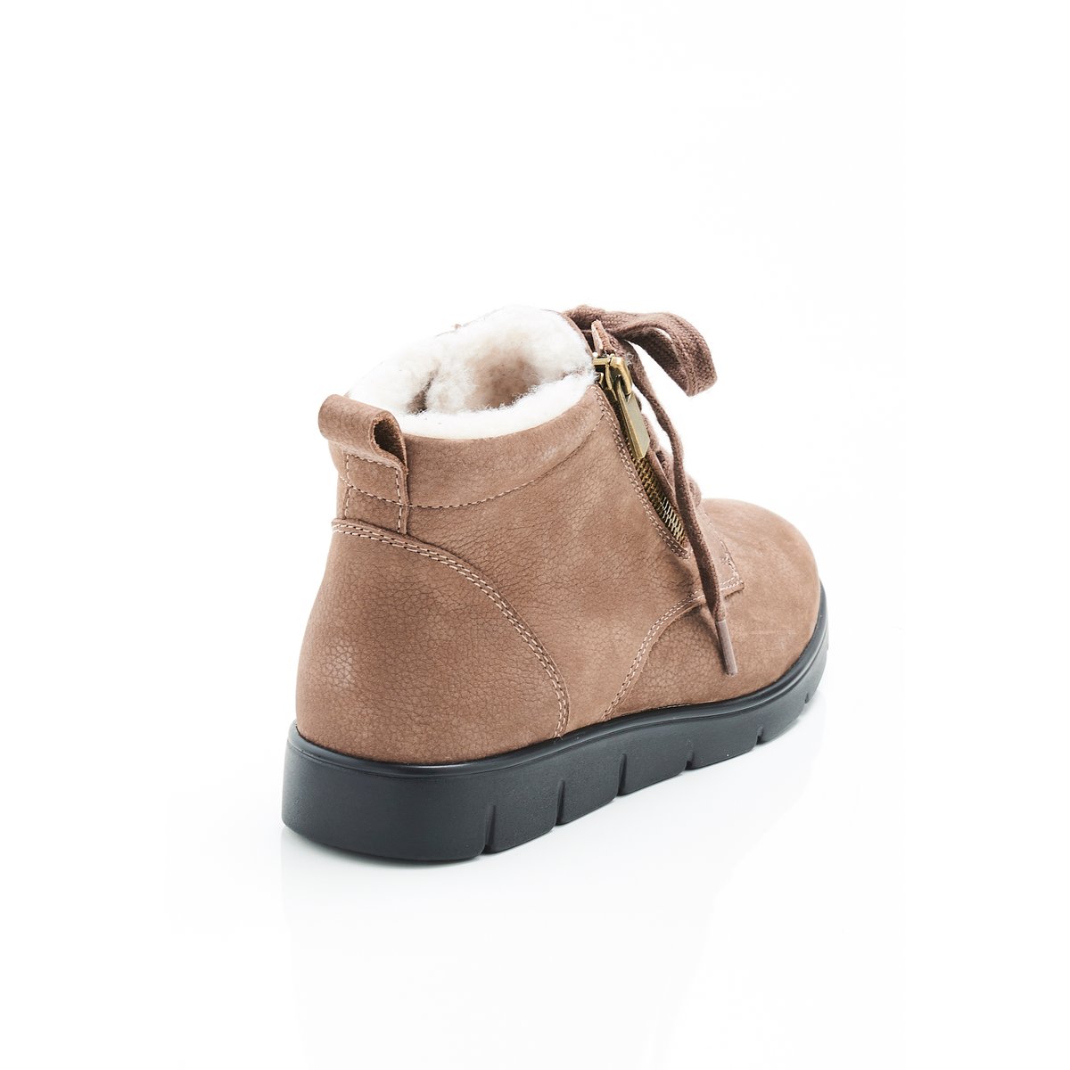 Bottillons zippés à lacets Thermolactyl marron taupe, DAMART