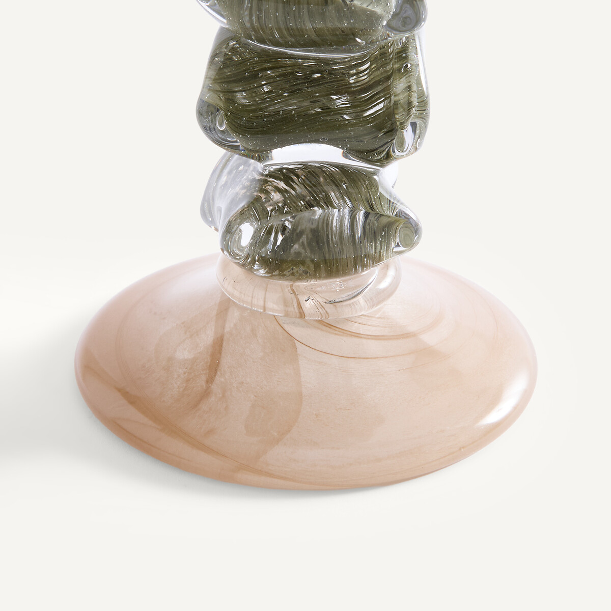 Tweekleurig geblazen glazen kandelaar, 35 cm hoog, QIMERA amber kaki, AM.PM
