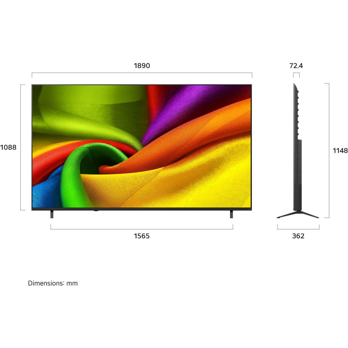 TV LED 85NU850B6 (2026) 85" (215 cm) noir, LG