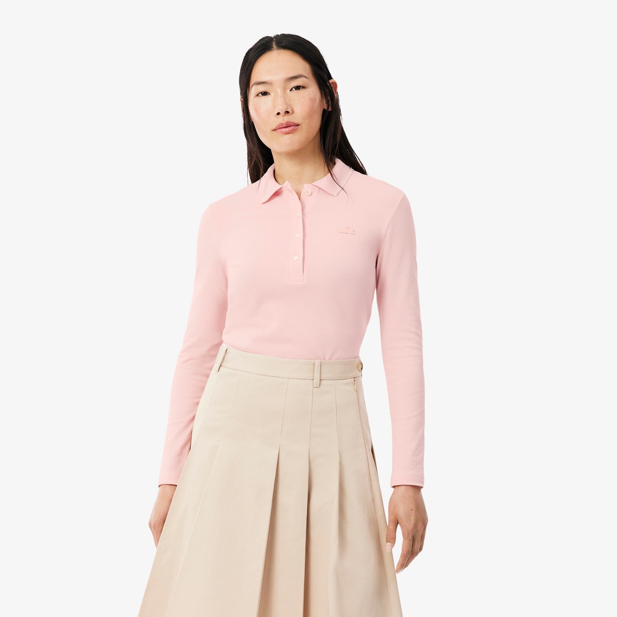Polo L.12.D slim fit en mini Piqué stretch rose-ady, LACOSTE