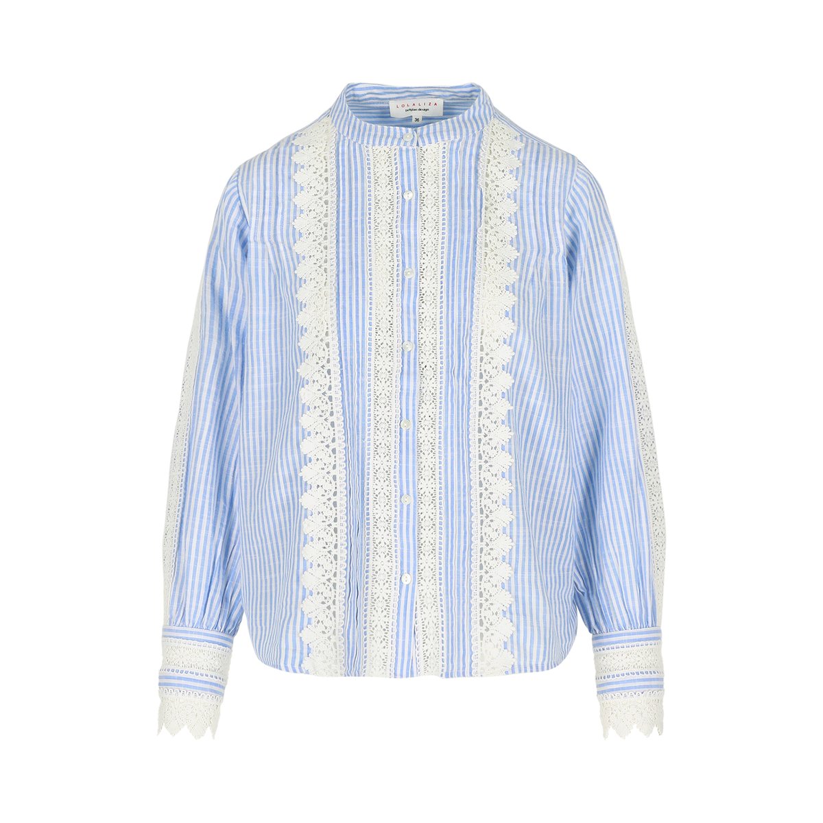 Blouse en dentelle raffinée bleu pastel, LOLALIZA