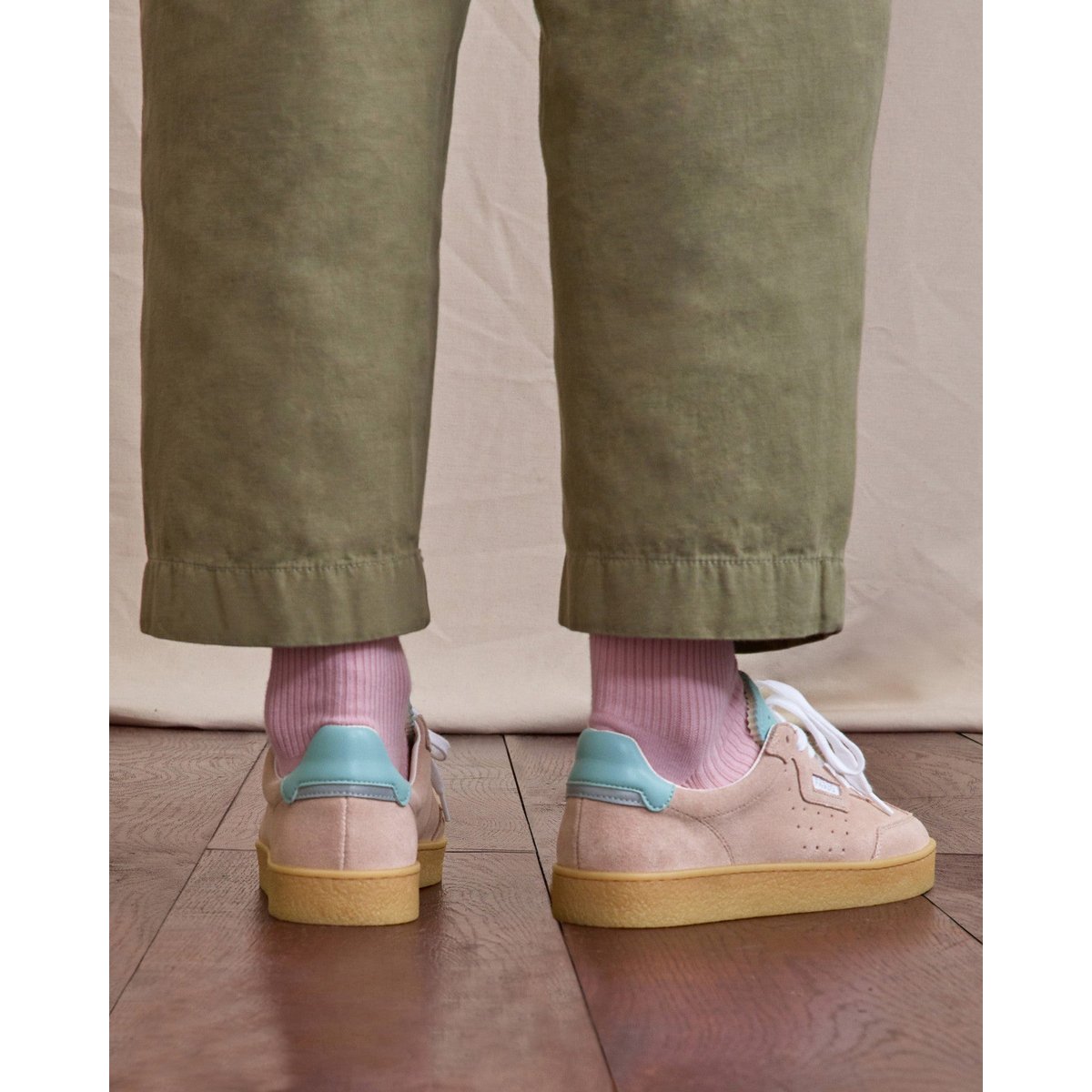 Baskets basses suede LUMBO rose grisé, FAGUO