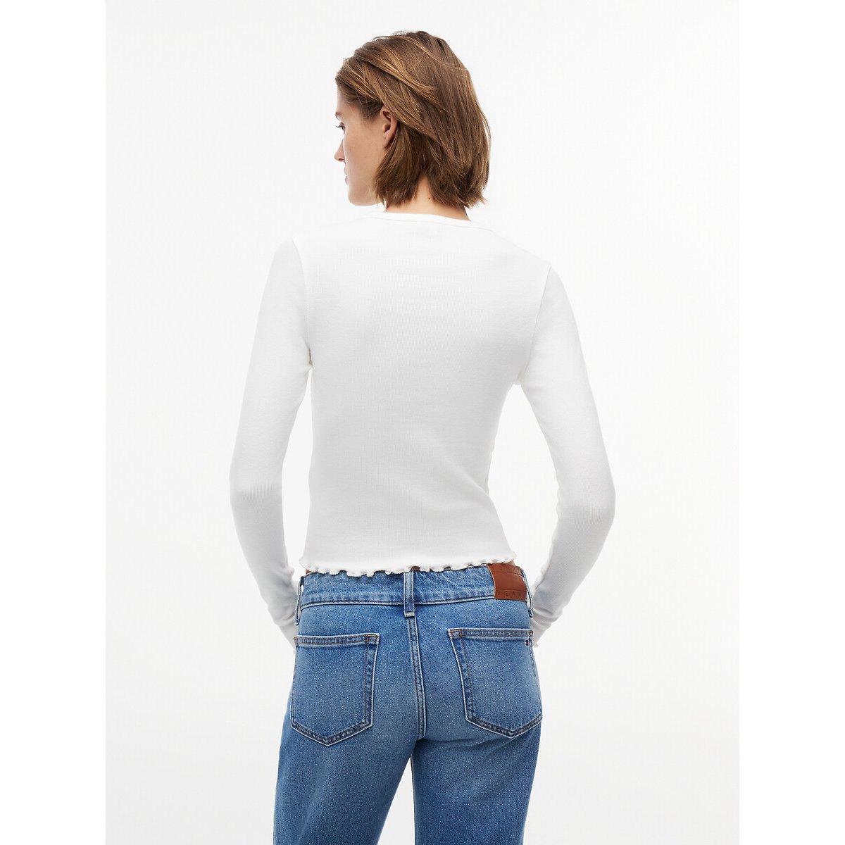 Long Sleeve T-Shirt ecru , TOMMY JEANS