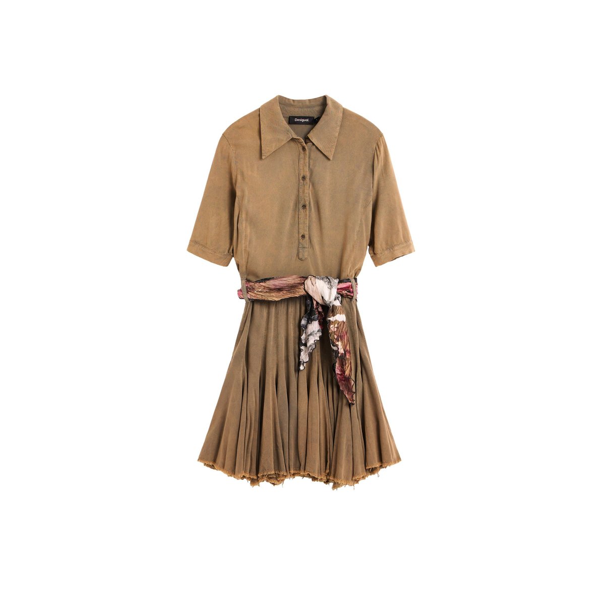 Robe chemise à manches longues vert, DESIGUAL