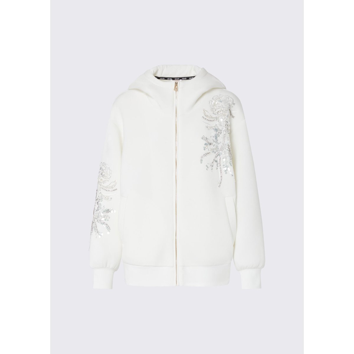 Veste Oversize avec Broderie Bijou blanc laine, LIU JO