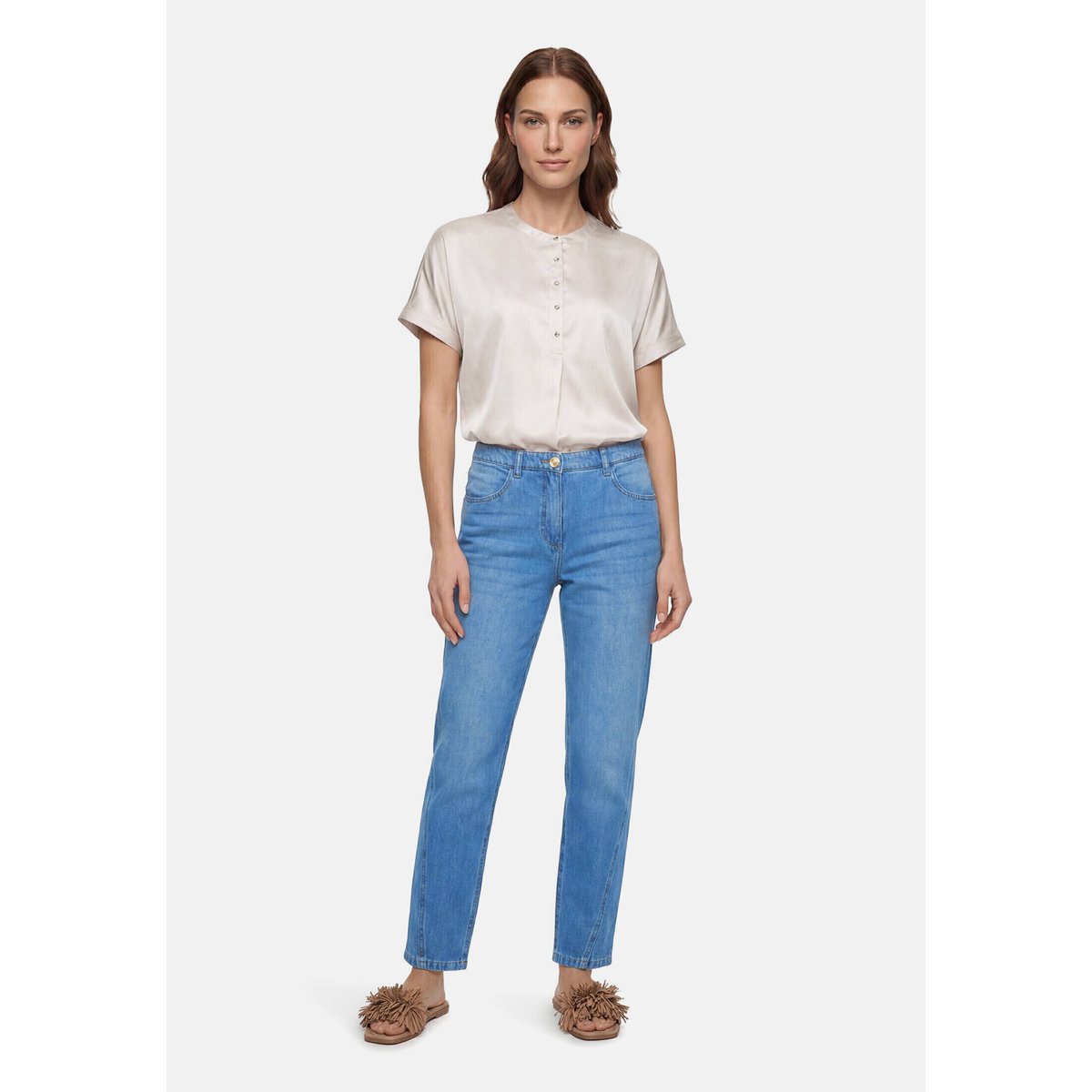 Pantalon casual unicolore bleu, BETTY BARCLAY