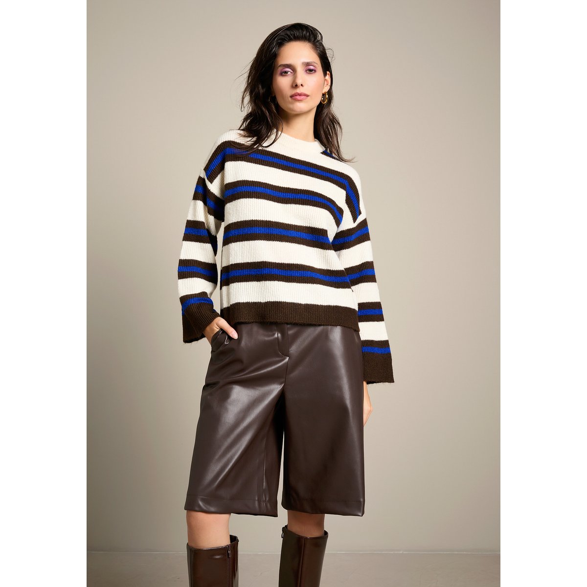 Bermuda effet cuir brun fonce chocolate, LOLALIZA
