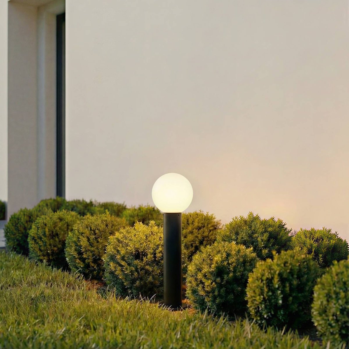 Luminaire extérieur en verre moderne, Dangan blanc, noir, LINDBY