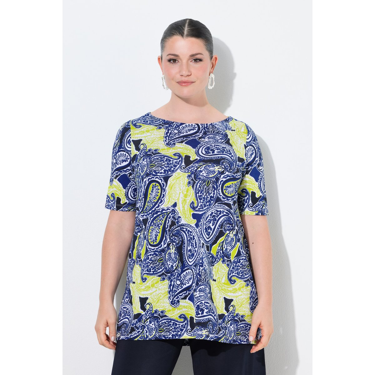 T-shirt motif cachemire, au tombé fluide blanc neige, ULLA POPKEN