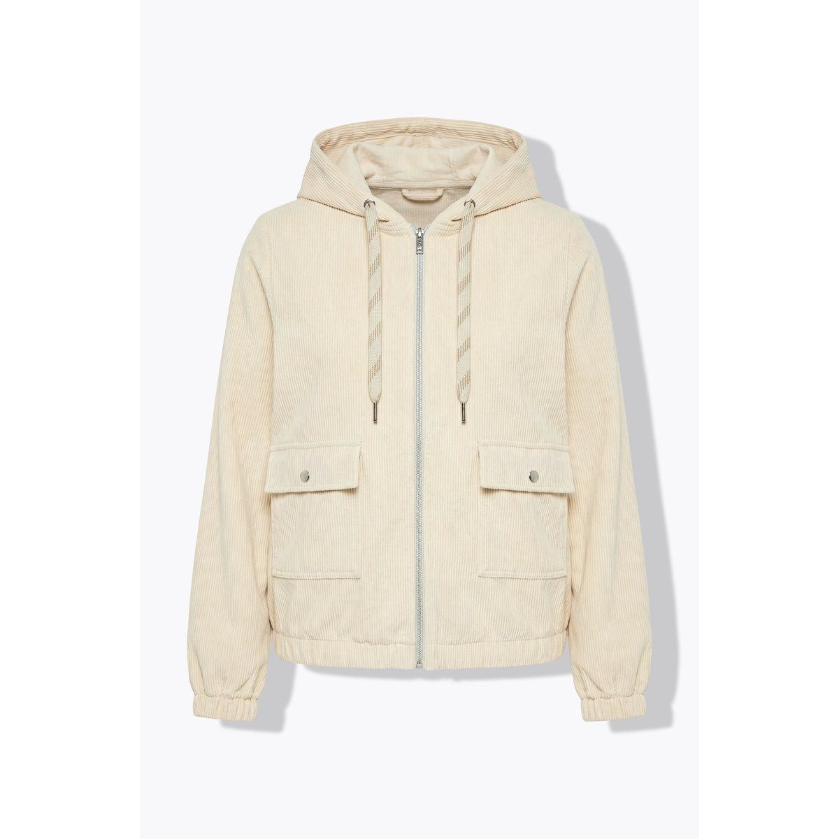Veste en velours côtelé, coupe en A, capuche vanille, ULLA POPKEN