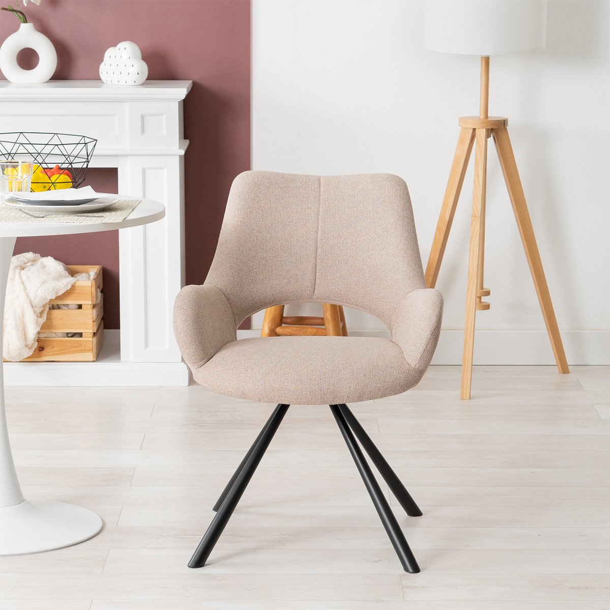 Lot de 2 chaises de salle à manger style scandinave, BETH kaki, MEUBLES COSY
