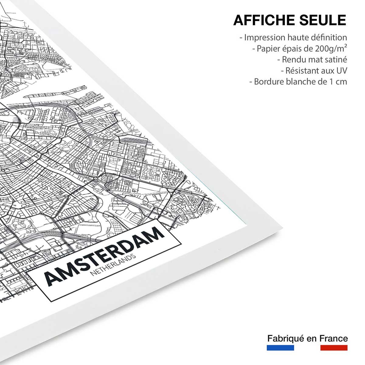 Affiche graphique amsterdam netherlands affiche seule, HEXOA