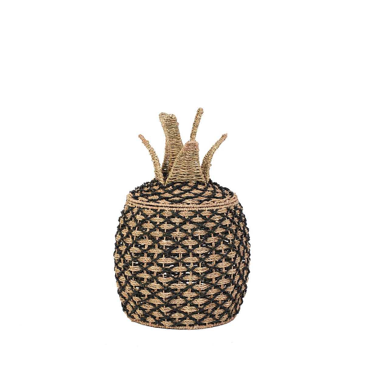 Panier ananas jonc de mer naturel et noir v002237, MAISON AUBERTIN
