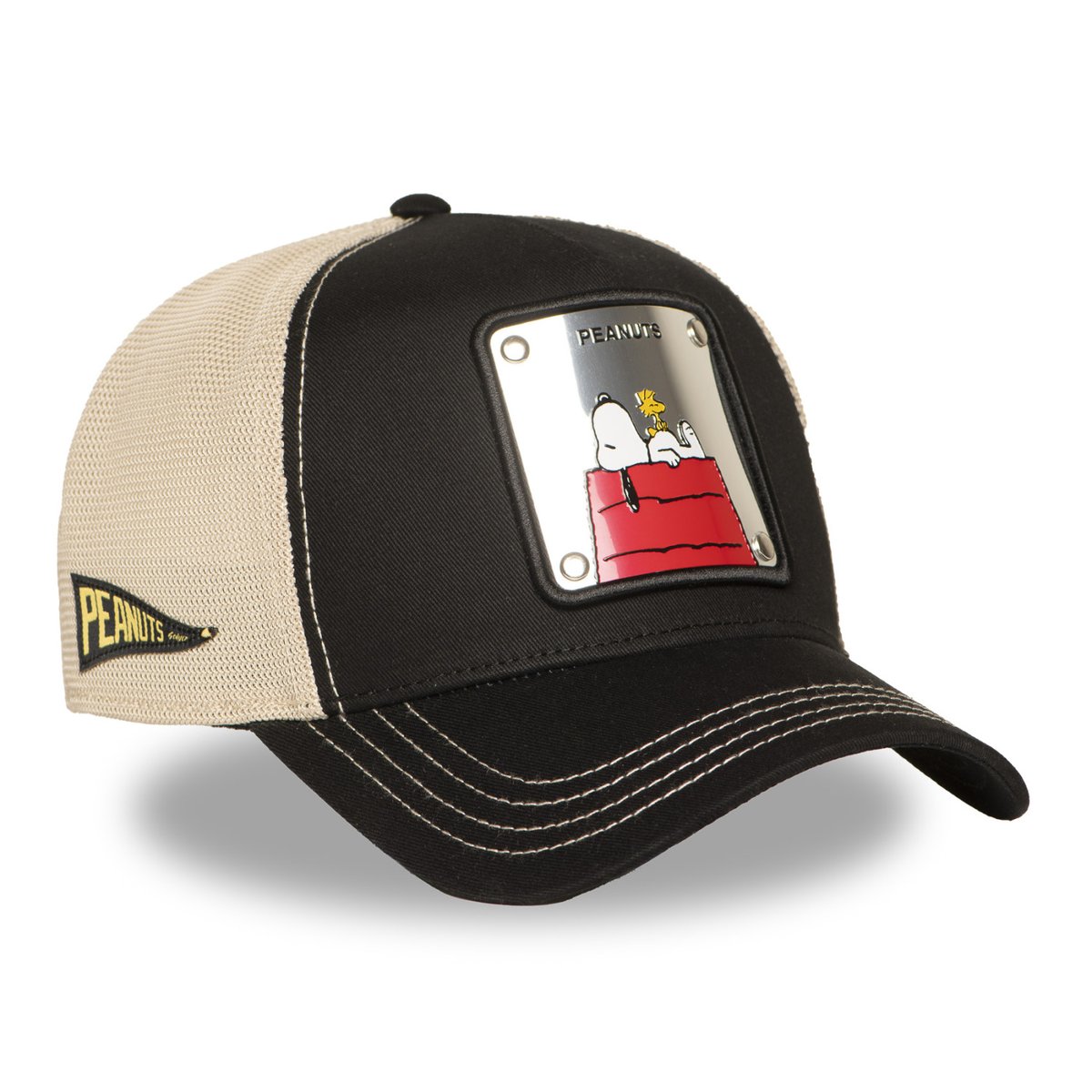 Casquette trucker Snoopy noir/beige/rouge, CAPSLAB