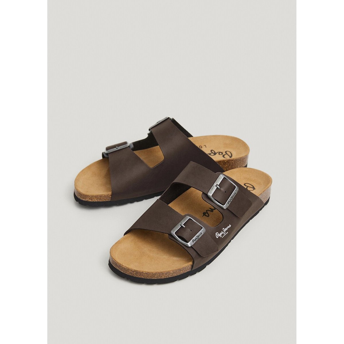Mules doubles brides DOUBLE KANSAS marron, PEPE JEANS