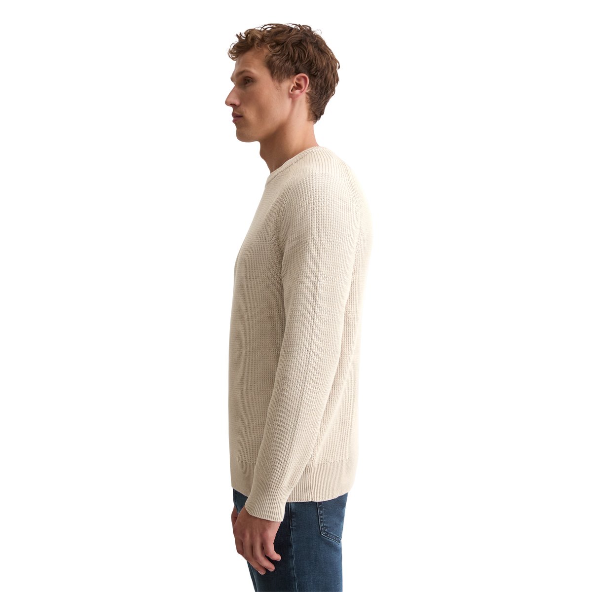 Pull-over regular en coton bio beige, MARC O'POLO