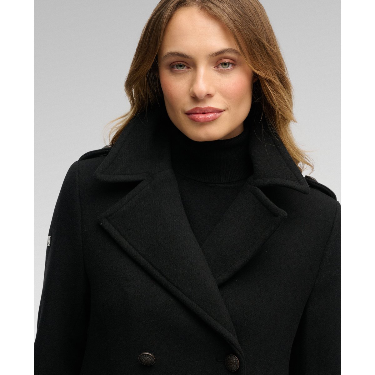 Manteau Croisé en Mélange de Laine noir, SUPERDRY