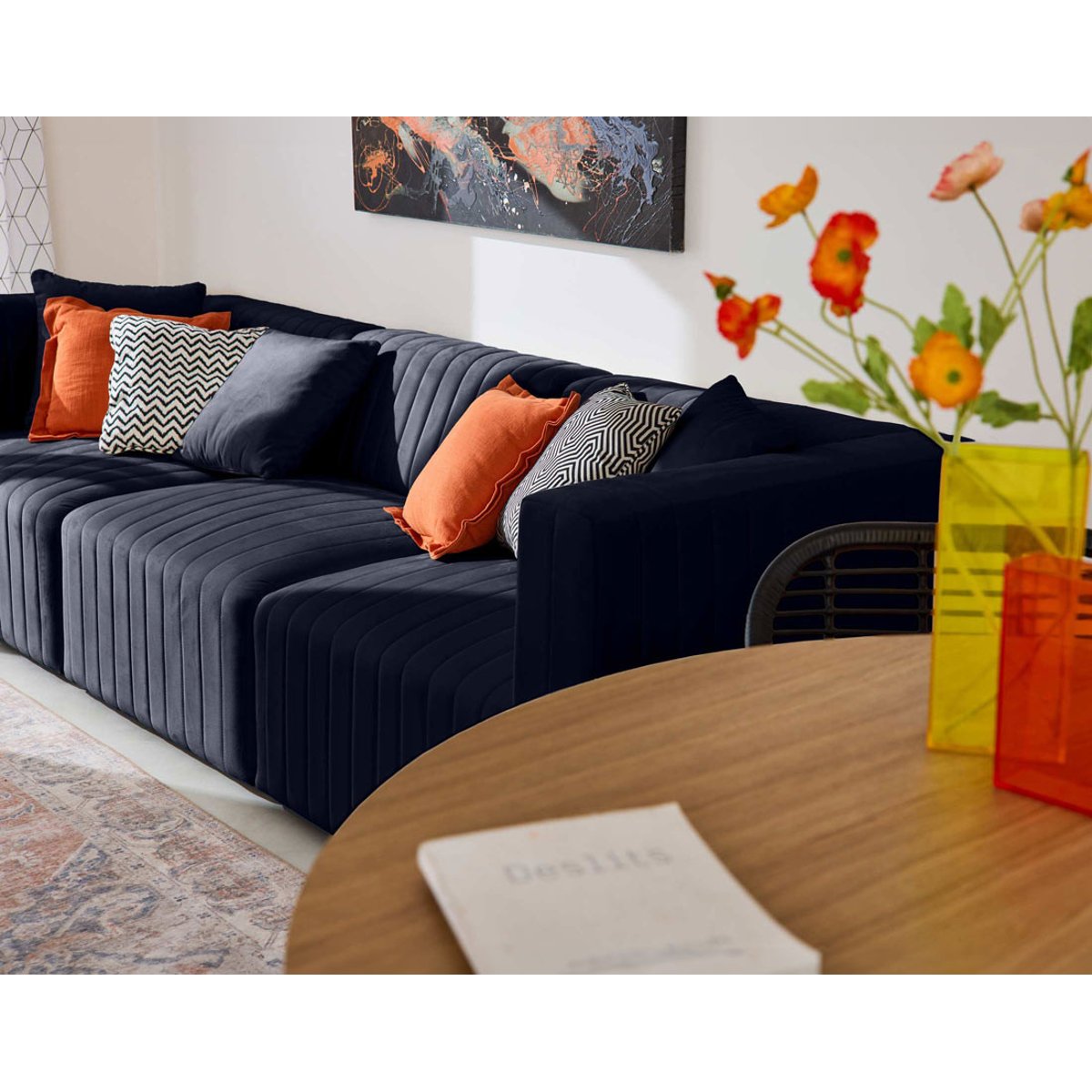Canapé Modulable 3 places - NOVA bleu marine, BEST MOBILIER