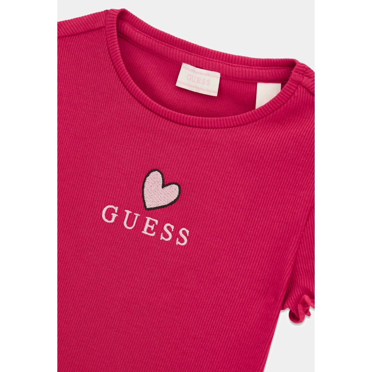 T-Shirt En Maille Côtelée fuchsia, GUESS KIDS