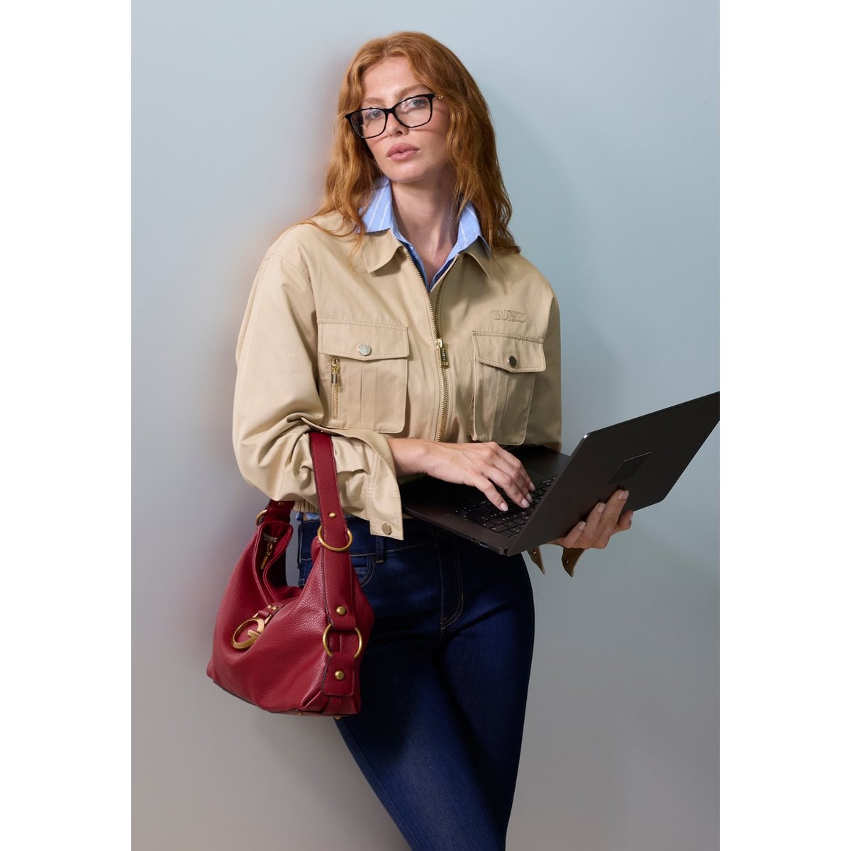 Veste Utility Courte beige, GUESS