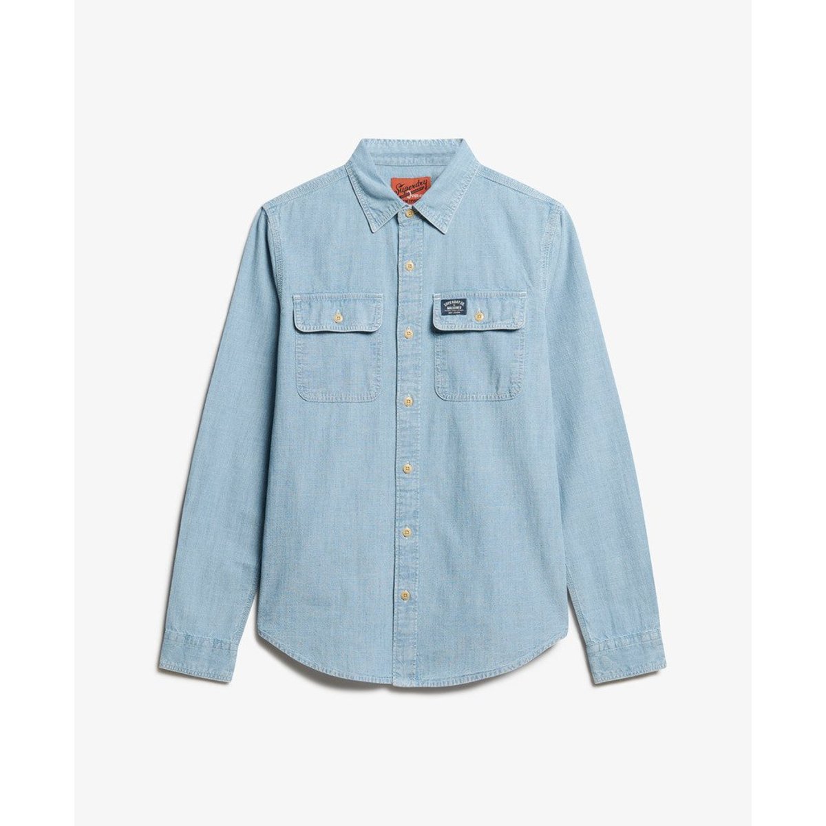 Chemise à manches longues en coton Workwear bleu clair, SUPERDRY