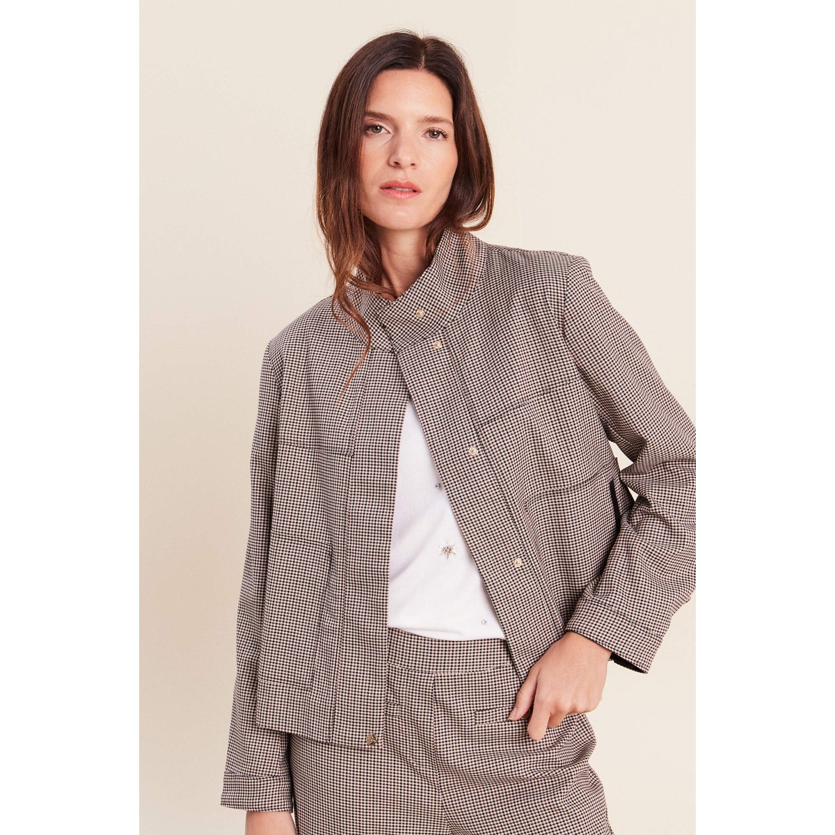 Veste col montant doublée marron, BREAL