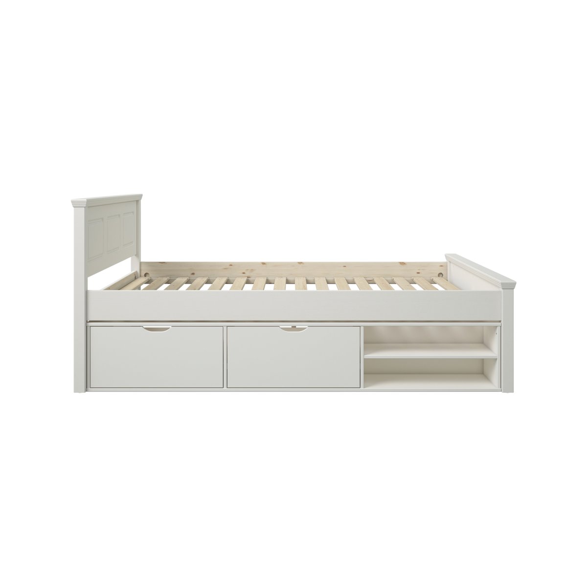 Lit rangement bois massif - THILIA blanc, CAMIF
