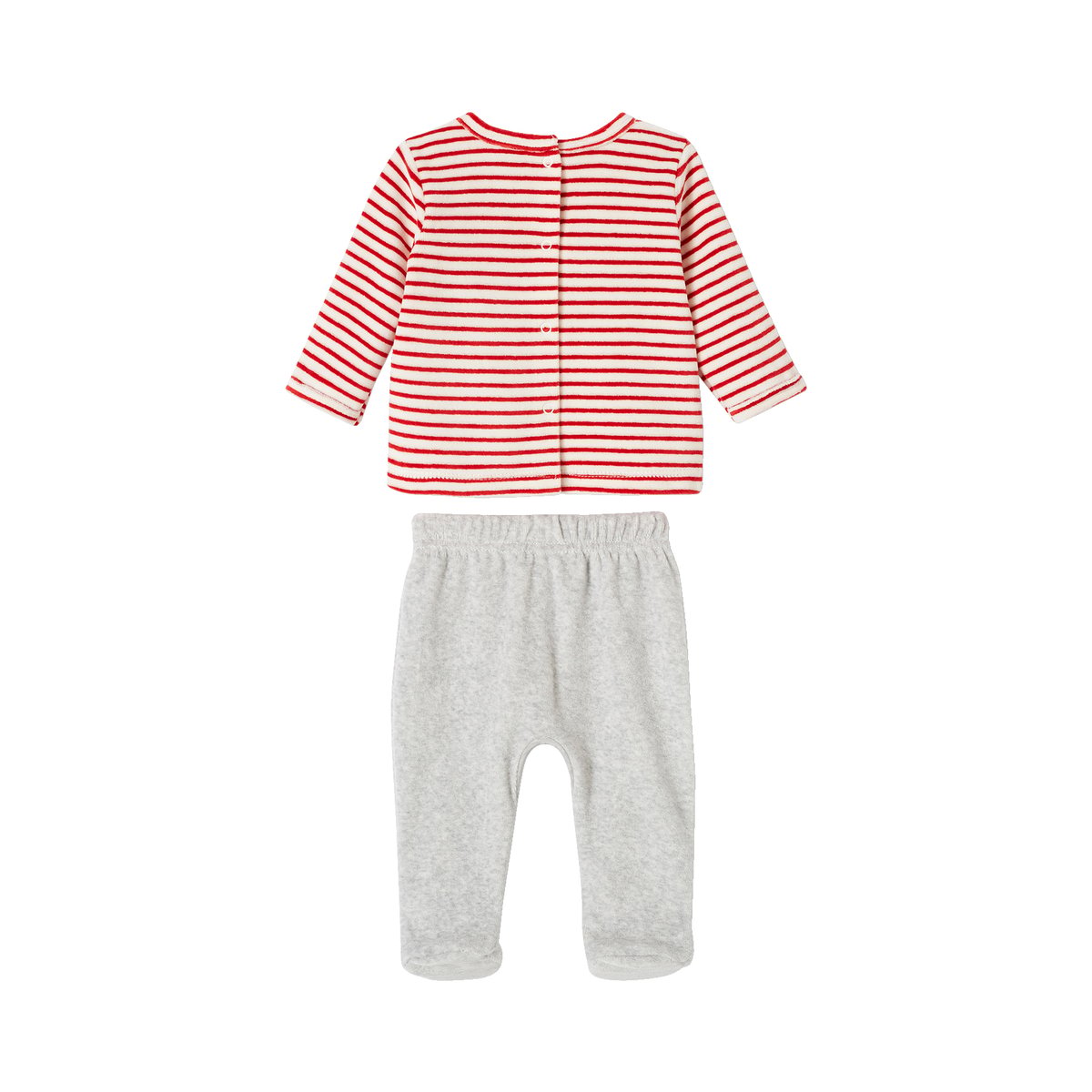 Pyjama de Noël en velours bébé gris chiné, VERTBAUDET