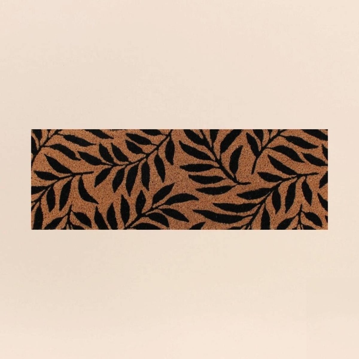 Paillasson de marche motifs feuillages en coco 25x75cm marron, ORNAMI