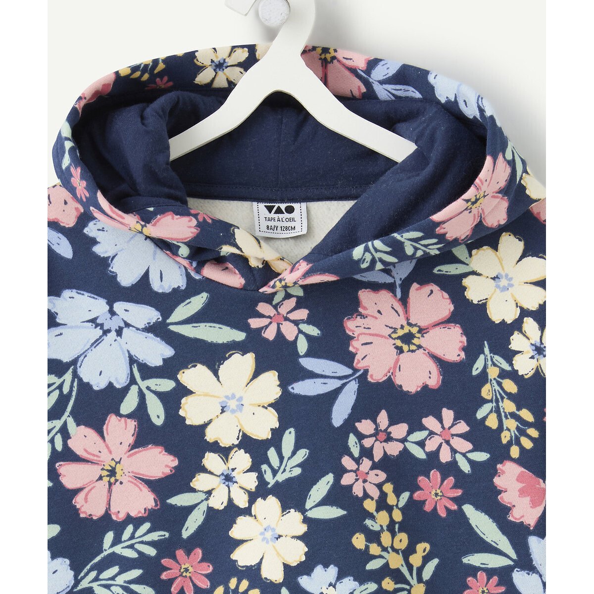 Maglia con cappuccio, con stampa floreale, in felpa stampa floreale su uno sfondo bianco, TAPE A L'OEIL