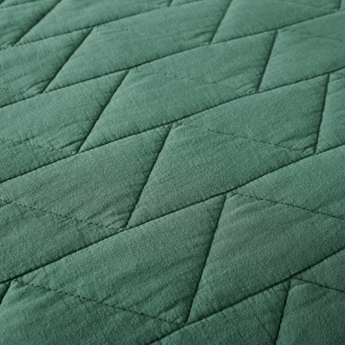 Cubrecama acolchado algodón, Zig Zag Scenario verde oscuro, LA REDOUTE INTERIEURS