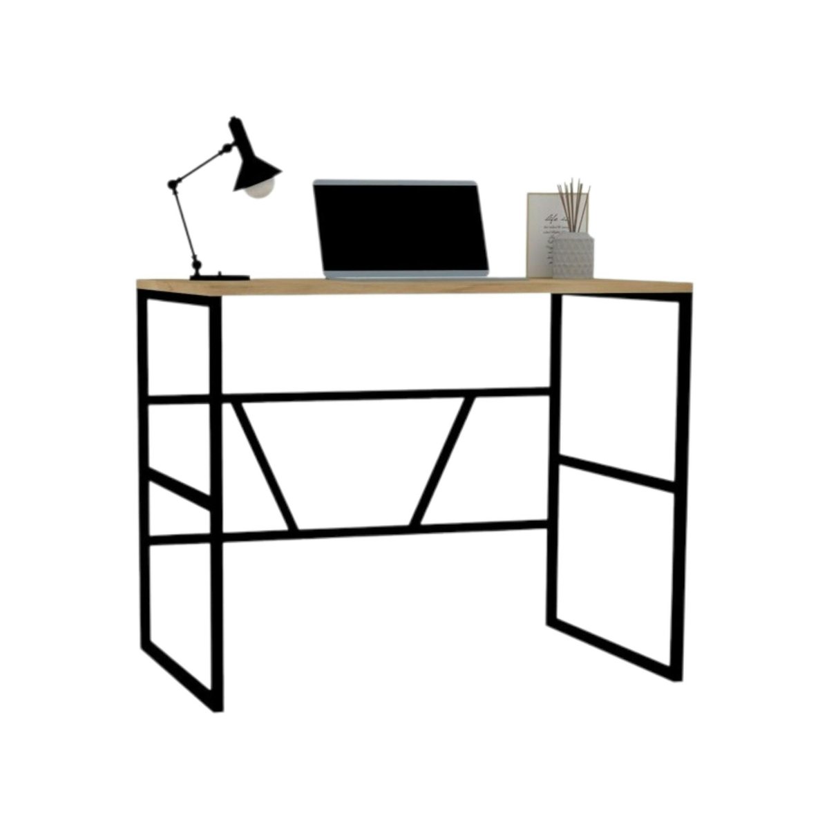 Bureau minimaliste bois/métal JENA chêne, PIER IMPORT