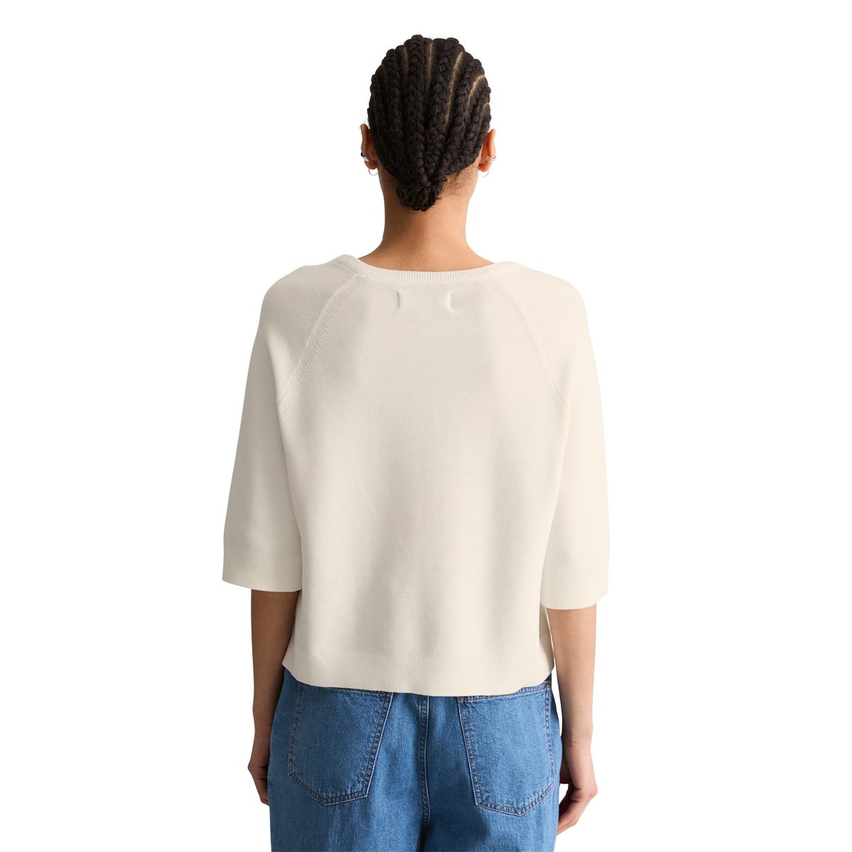 Pull ample en fil de coton compact blanc naturel, MARC O’POLO DENIM
