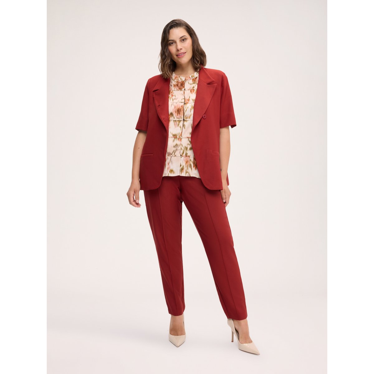 Pantalon droit à cordon de serrage marron, FIORELLA RUBINO