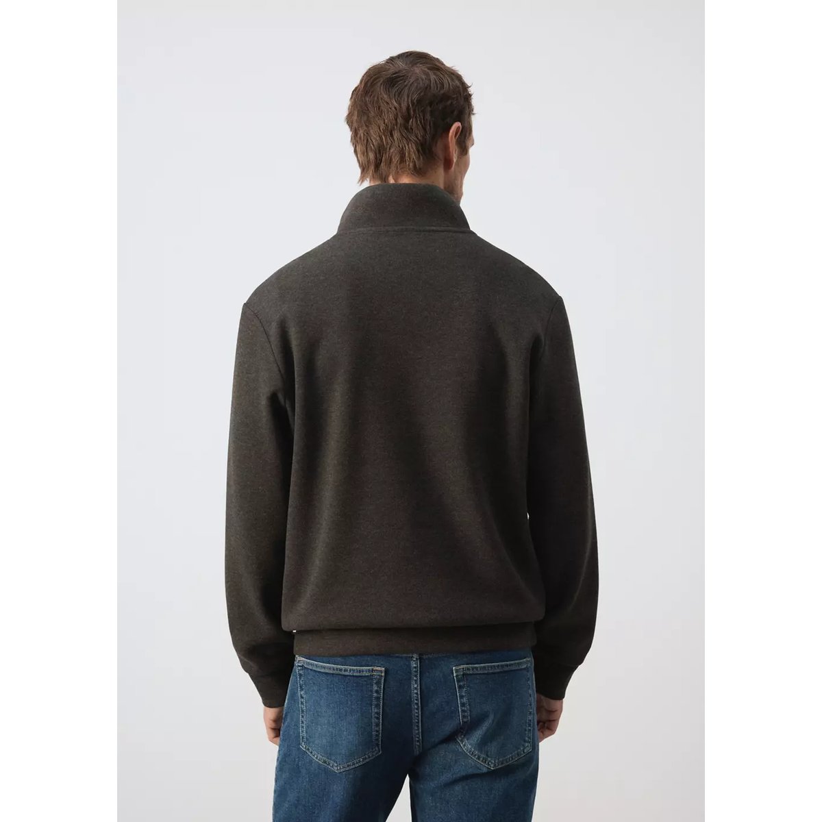 Sweat-shirt en maille grattée coupe regular fit marron, MANGO MAN